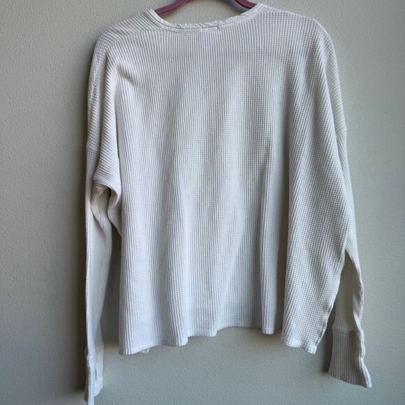 $5/$25 Offline Aerie Voop Oversized Waffle Henley Relaxed Fit Size Small White - Picture 7 of 7